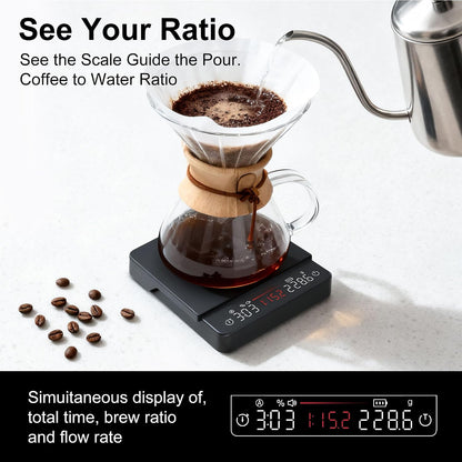 Coffee Scale 0.1g Timer Flow Rate Ratio USB-C