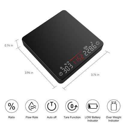 Coffee Scale 0.1g Timer Flow Rate Ratio USB-C