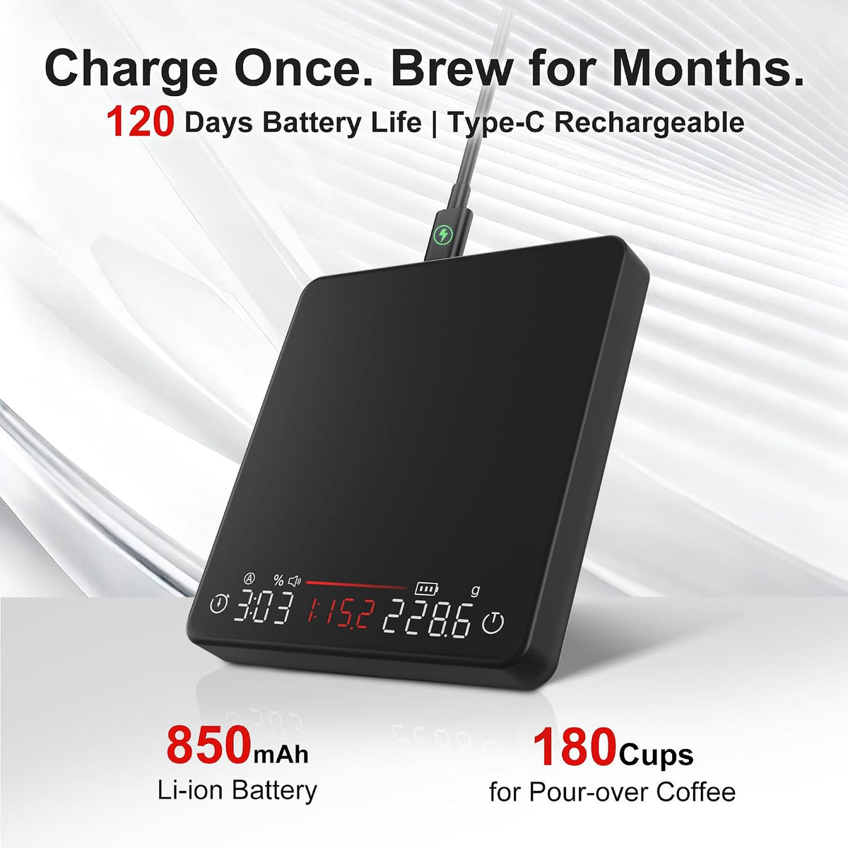 Coffee Scale 0.1g Timer Flow Rate Ratio USB-C
