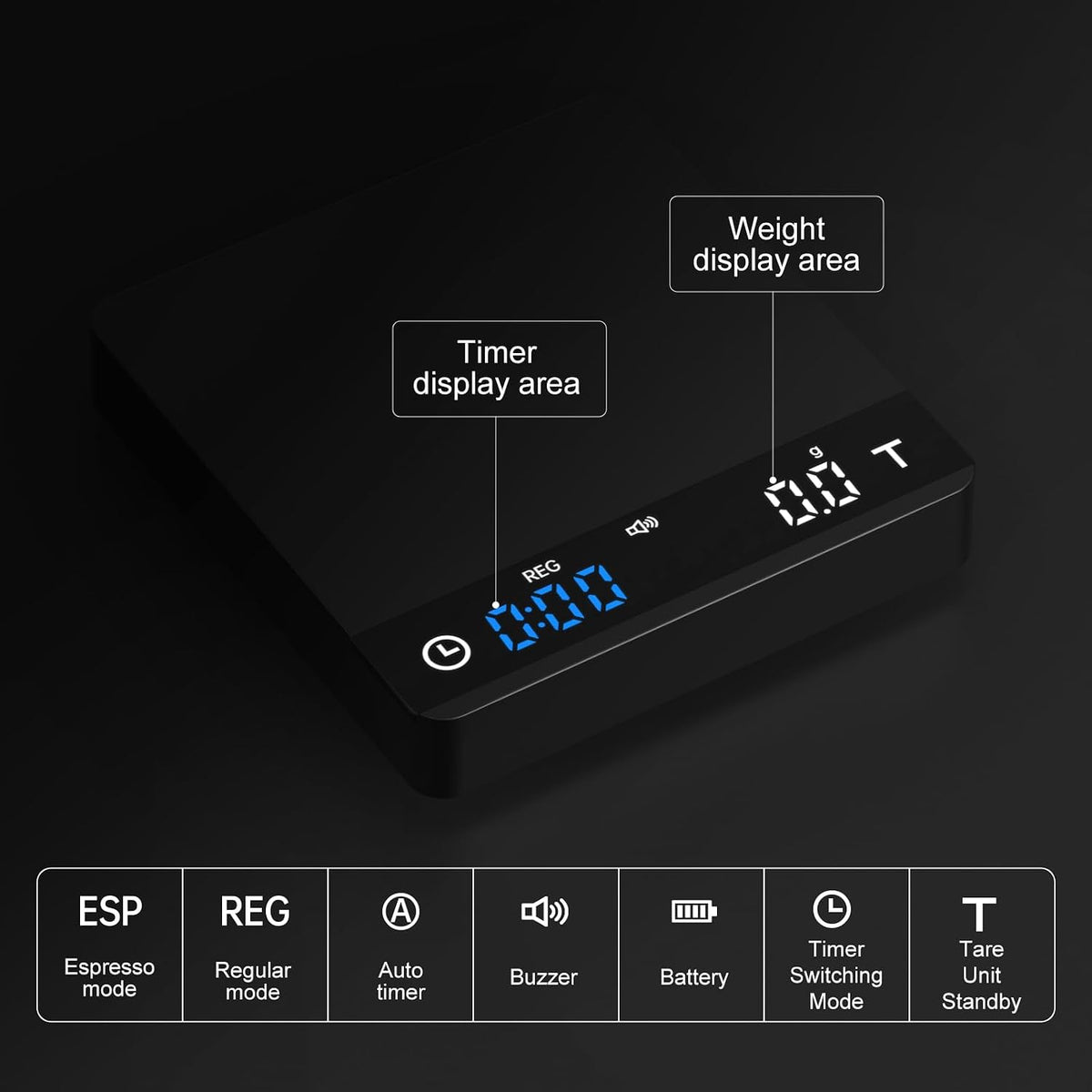 Coffee Scale 0.1g Timer Flow Rate Ratio USB-C