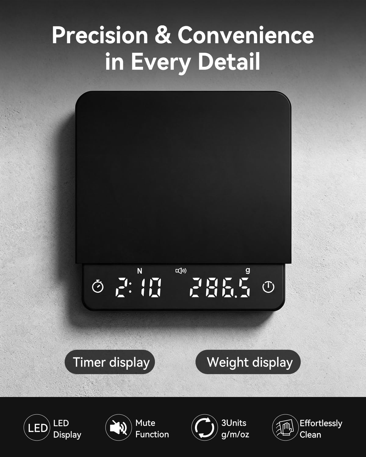 Coffee Scale 0.1g Timer Flow Rate Ratio USB-C