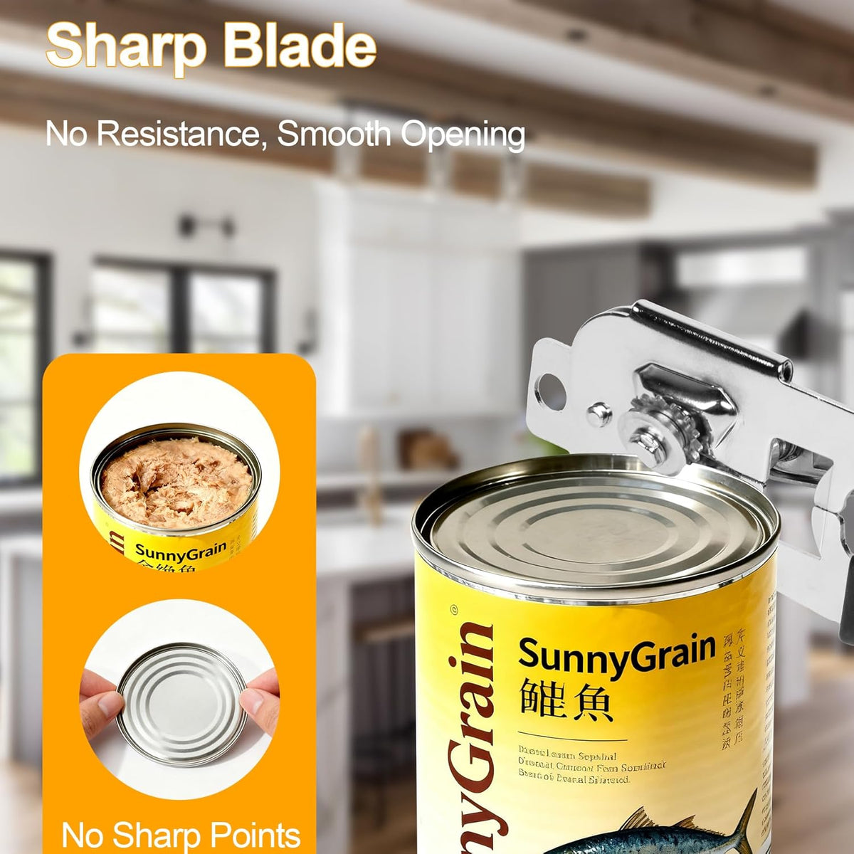 Commercial Can Opener with Magnet, Manual Heavy Duty Hand Crank Can Opener Smooth Edge with Comfortable Handles, Fit Most Size Cans, Large Cans for Seniors, Kitchen(NOT Foldable)