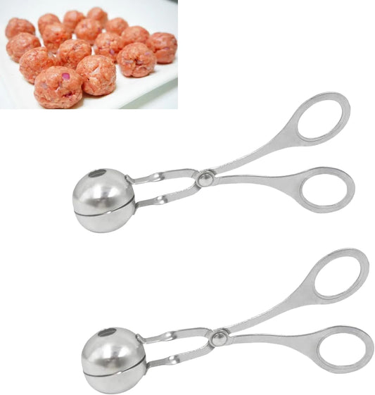 2 Pack Stainless Steel Meat Baller Ball Maker Meatball Scoop None-Stick Baller Tongs Meat Ball Maker Mold Cake Pop,Ice Tongs,Cookie Dough Scoop for Kitchen Cooking