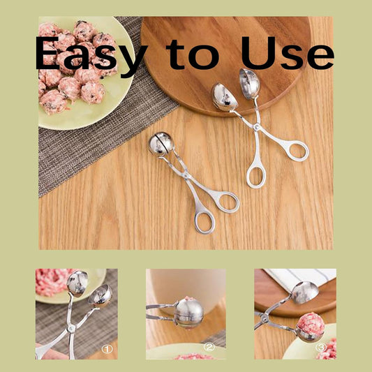 2 Pack Stainless Steel Meat Baller Ball Maker Meatball Scoop None-Stick Baller Tongs Meat Ball Maker Mold Cake Pop,Ice Tongs,Cookie Dough Scoop for Kitchen Cooking