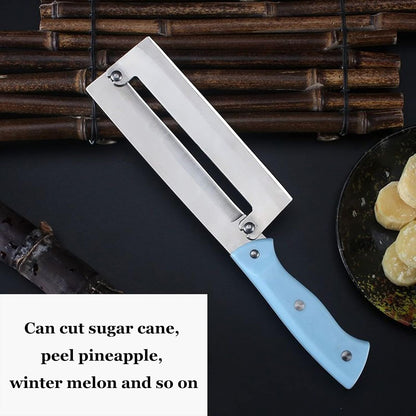 Sugar Cane & Pineapple Peeler, Paring Knife & Fruit Cutter, Stainless Steel Blade, Brown Plastic Handle
