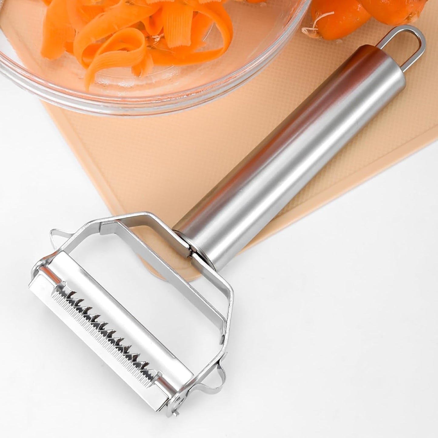 Julienne Peeler Stainless Steel Vegetable Peeler,for Potato Carrot Melon Apple Vegetable Cutter Slicer,with Cleaning Brush