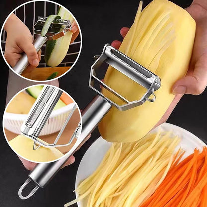 Julienne Peeler Stainless Steel Vegetable Peeler,for Potato Carrot Melon Apple Vegetable Cutter Slicer,with Cleaning Brush