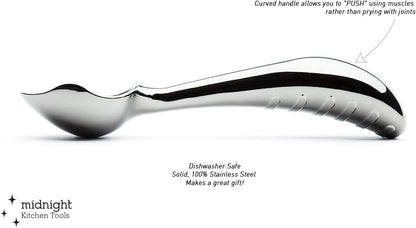 Midnight Scoop - Ergonomic Stainless Steel Ice Cream Scoop | Heavy-Duty, Easy-to-Use, and Dishwasher-Safe | Professional Grade, Handcrafted Design