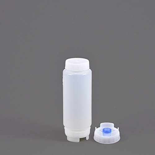 Squeeze Bottle Refillable 12 oz | Blue Tip Large Valve Dispenser for Thick Condiments, Sauces, Batter and Dressing | Self Sealing No Drip No Hassle | (2 Pack)
