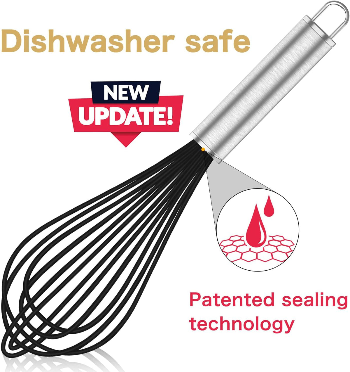 Silicone Whisk,Heat Resistant 480°F Whisks For Cooking Non Scratch,Stainless Steel wired wisk,Plastic Rubber Whisk Tool For Nonstick Cookware Pans,Silicon Wisks Set of 4,Blue