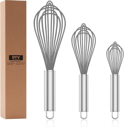 Silicone Whisk,Heat Resistant 480°F Whisks For Cooking Non Scratch,Stainless Steel wired wisk,Plastic Rubber Whisk Tool For Nonstick Cookware Pans,Silicon Wisks Set of 4,Blue