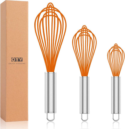 Silicone Whisk,Heat Resistant 480°F Whisks For Cooking Non Scratch,Stainless Steel wired wisk,Plastic Rubber Whisk Tool For Nonstick Cookware Pans,Silicon Wisks Set of 4,Blue