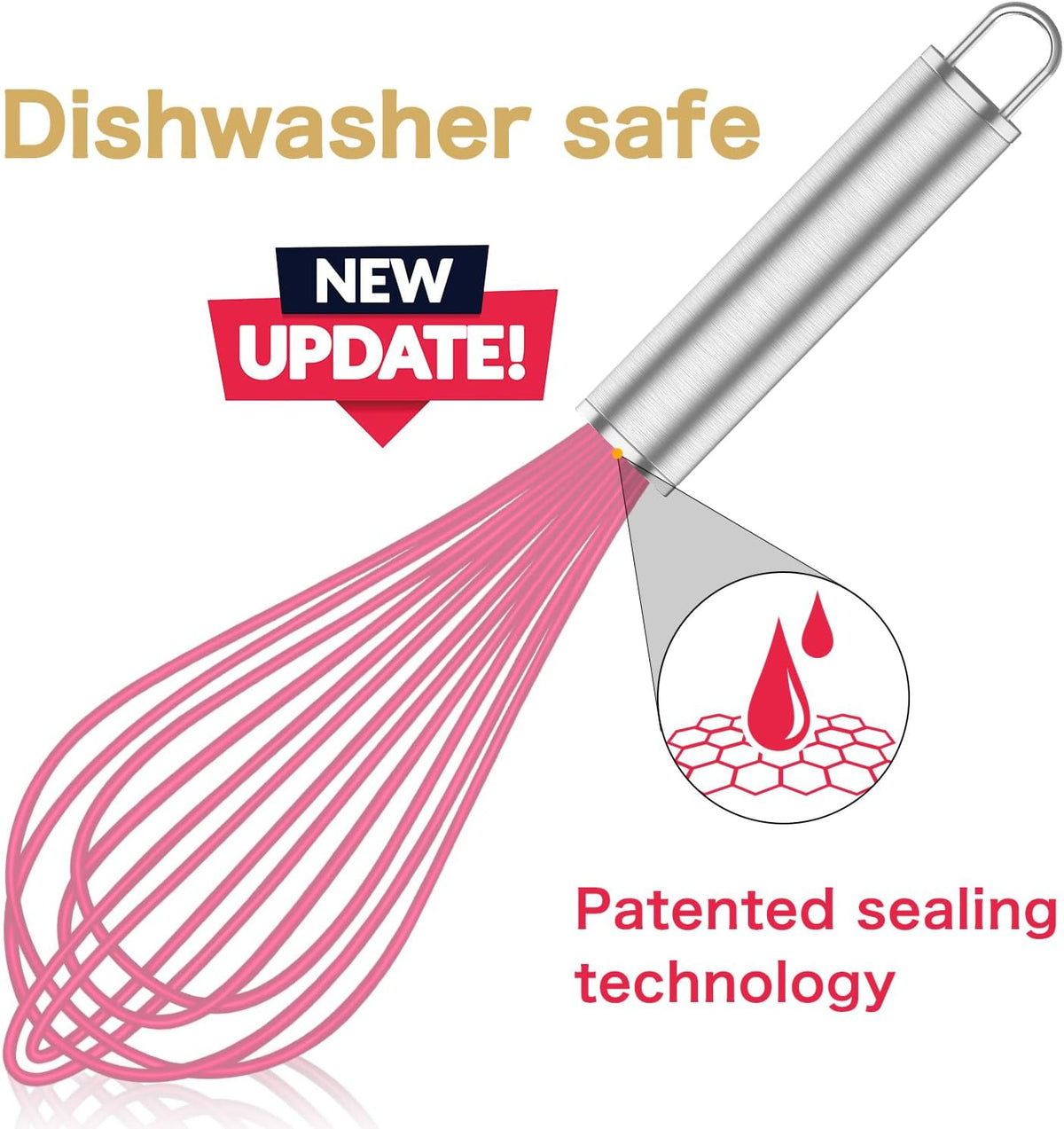 Silicone Whisk,Heat Resistant 480°F Whisks For Cooking Non Scratch,Stainless Steel wired wisk,Plastic Rubber Whisk Tool For Nonstick Cookware Pans,Silicon Wisks Set of 4,Blue