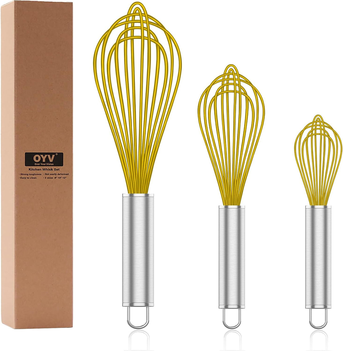Silicone Whisk,Heat Resistant 480°F Whisks For Cooking Non Scratch,Stainless Steel wired wisk,Plastic Rubber Whisk Tool For Nonstick Cookware Pans,Silicon Wisks Set of 4,Blue