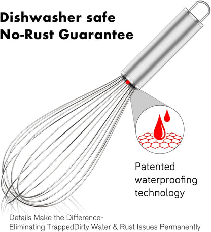 Silicone Whisk,Heat Resistant 480°F Whisks For Cooking Non Scratch,Stainless Steel wired wisk,Plastic Rubber Whisk Tool For Nonstick Cookware Pans,Silicon Wisks Set of 4,Blue