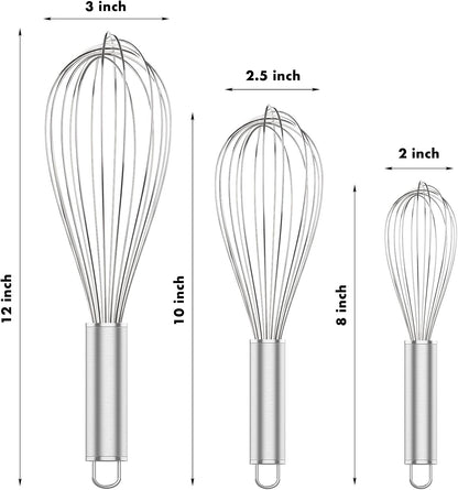 Silicone Whisk,Heat Resistant 480°F Whisks For Cooking Non Scratch,Stainless Steel wired wisk,Plastic Rubber Whisk Tool For Nonstick Cookware Pans,Silicon Wisks Set of 4,Blue