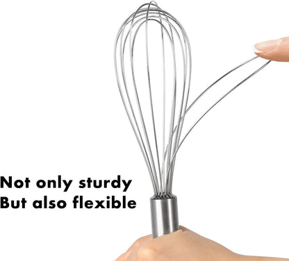 Silicone Whisk,Heat Resistant 480°F Whisks For Cooking Non Scratch,Stainless Steel wired wisk,Plastic Rubber Whisk Tool For Nonstick Cookware Pans,Silicon Wisks Set of 4,Blue