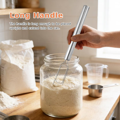 Dough Whisk for Sourdough Starter,Stainless Steel Whisk Flat Dough Hook