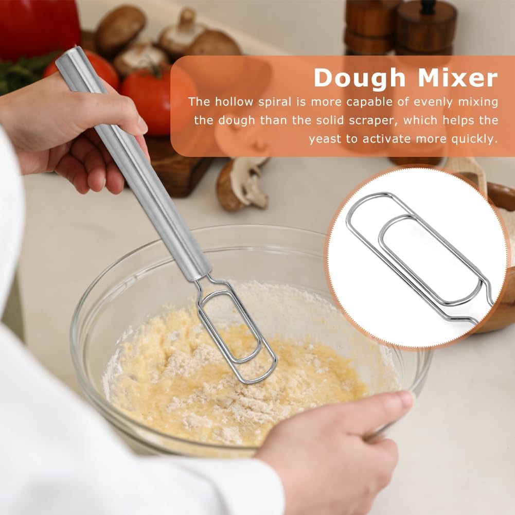 Dough Whisk for Sourdough Starter,Stainless Steel Whisk Flat Dough Hook