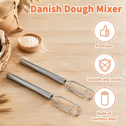 Dough Whisk for Sourdough Starter,Stainless Steel Whisk Flat Dough Hook