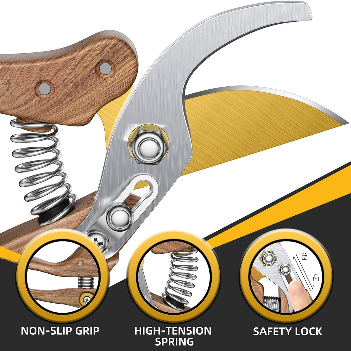 DECERK® 8.5" Professional Pruning Shears, Effortlessly Prunes 3/4" Branches
