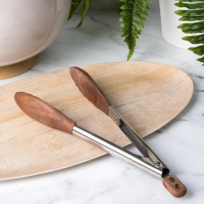 11-Inch Olive Wood Tongs, Long Handle Kitchen Tongs for Cooking, Salad, Pasta, and Grilling, Farmhouse Style Kitchen & Cookware, Ideal for Entertaining, Wedding and Housewarming Gift