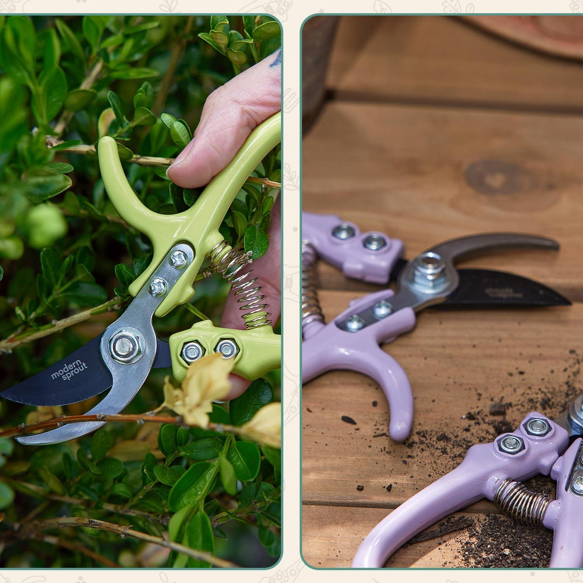 Bypass Hand Pruners - Scissors - Gardening Tools - Sage