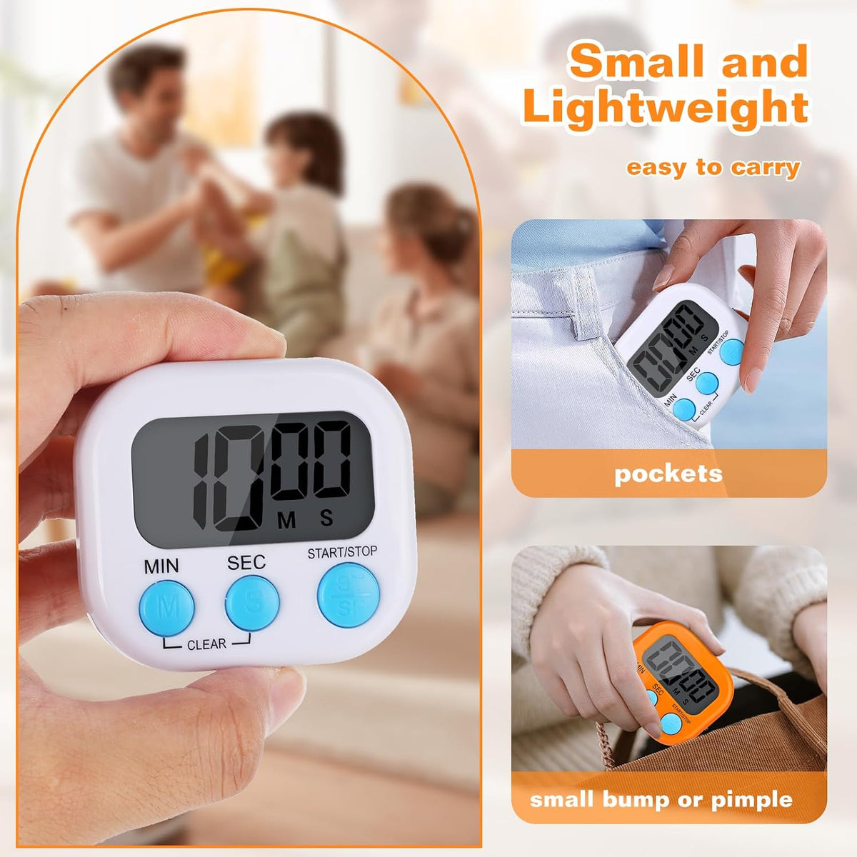 12 Pack Digital Kitchen Timers, Magnetic Countdown Timer with Loud Alarm