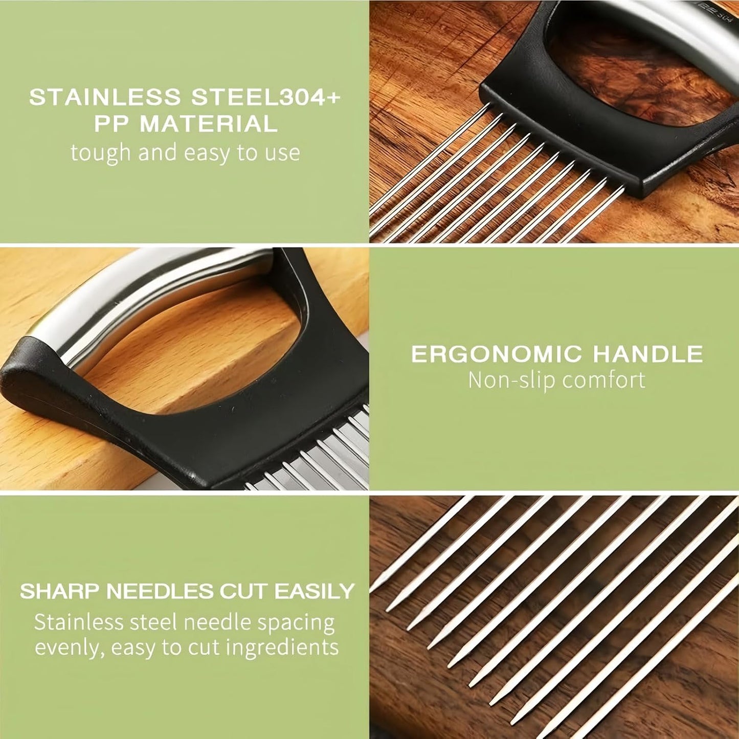 Onion Holder for Slicing, 2026 New Stainless Steel Slicer Onion Cutter for Slicing, Vegetable Cutter for Potato and Tomato, Lemon Avocados, Eggs, Onion Home Kitchen Tools (2 Pack)