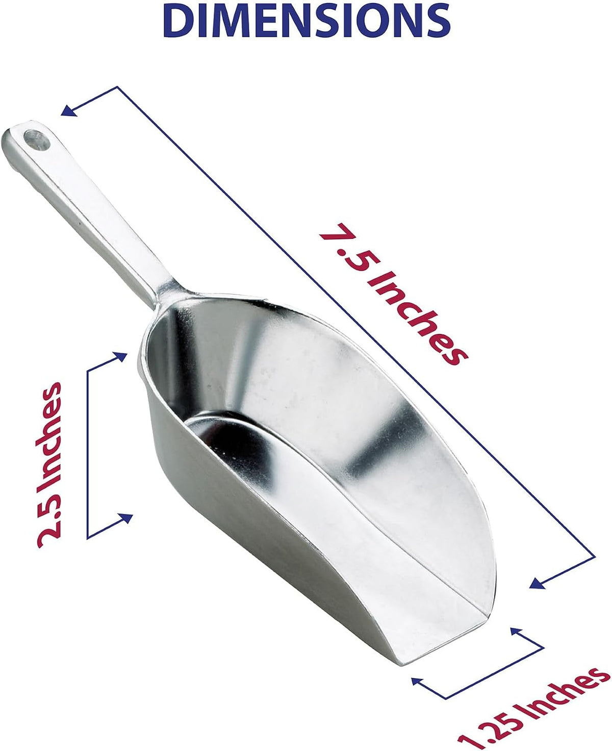Kitchen Flat Bottom Food Scoops, 5-Inch, 7.5-Inch, 8.75-Inch, Commercial-Grade Anodized Cast Aluminum, Set of 3