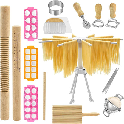 SienFong16 Pcs Pasta Making Kit, Homemade Pasta Tools Set with Ravioli Maker, Pasta Cutter, Dough Tools & Accessories, Fresh Italian Pasta Making Supplies for Kitchen Cooking Lovers