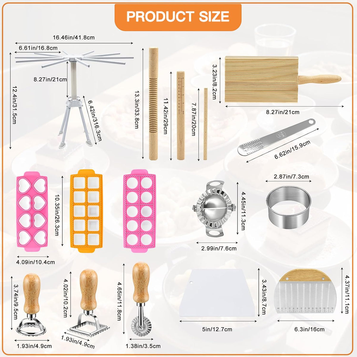 SienFong16 Pcs Pasta Making Kit, Homemade Pasta Tools Set with Ravioli Maker, Pasta Cutter, Dough Tools & Accessories, Fresh Italian Pasta Making Supplies for Kitchen Cooking Lovers