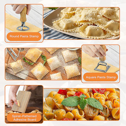 SienFong16 Pcs Pasta Making Kit, Homemade Pasta Tools Set with Ravioli Maker, Pasta Cutter, Dough Tools & Accessories, Fresh Italian Pasta Making Supplies for Kitchen Cooking Lovers