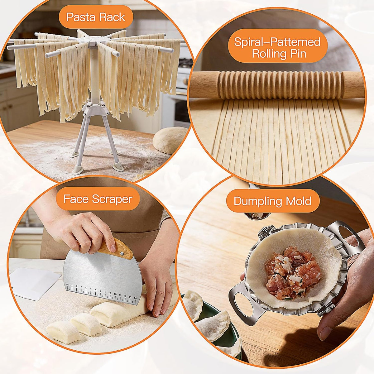 SienFong16 Pcs Pasta Making Kit, Homemade Pasta Tools Set with Ravioli Maker, Pasta Cutter, Dough Tools & Accessories, Fresh Italian Pasta Making Supplies for Kitchen Cooking Lovers