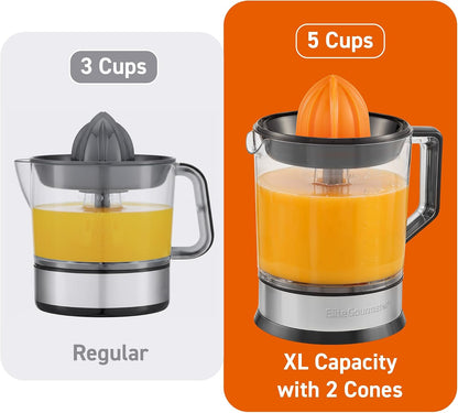 ETS047 Citrus Juicer, 2 Cones, 1.2L, Black/Stainless Steel