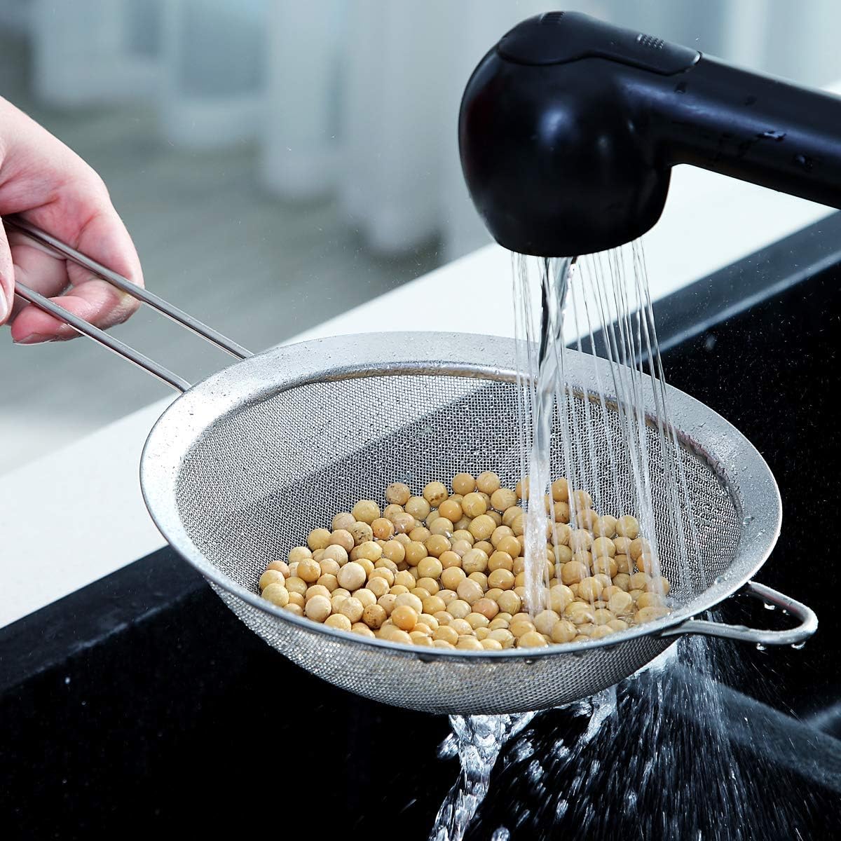 Fine Mesh Strainer, Flour Sifter For Baking, Stainless Steel Clander, Matcha Tea Strainer, Gravy Separator, Stasher Sieve Pasta Strainers