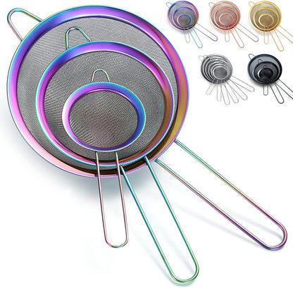 Fine Mesh Strainer, Flour Sifter For Baking, Stainless Steel Clander, Matcha Tea Strainer, Gravy Separator, Stasher Sieve Pasta Strainers
