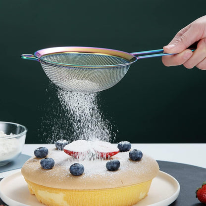 Fine Mesh Strainer, Flour Sifter For Baking, Stainless Steel Clander, Matcha Tea Strainer, Gravy Separator, Stasher Sieve Pasta Strainers