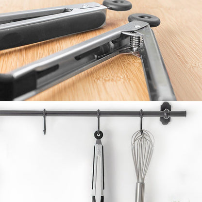 Cooking Tongs 9" and 12" Stainless Steel Kitchen Silicone Serving Tongs | Heat Resistant Meat Turner Spatula Tong Fish Tongs for Grilling Steak Salad Pasta Buffet Serving (Black)
