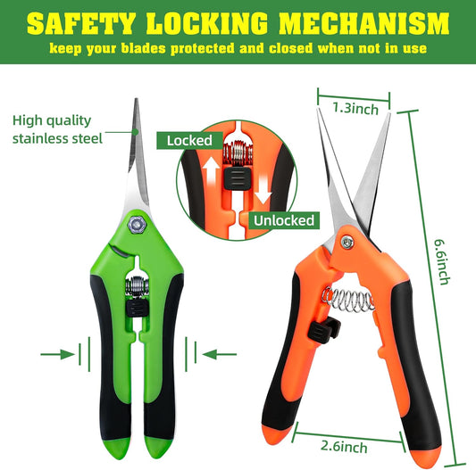 4 Pack Garden Pruning Shears Scissors Clippers Stainless Steel | Gardening Shears, Gardening Shears, Pruning Snips for Gardening Tools, Securely Lock, Non-Slip, Ergonomically Designed