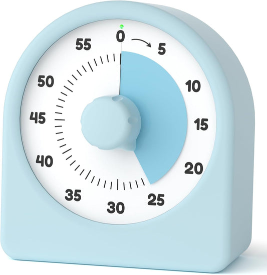 LIORQUE Visual Timer for Kids with Pause Function and Protective Case | Timer, 3-level Volume, 60-Minute Kids Countdown Timer for Classroom Kitchen Office ADHD, AAA Batteries Included