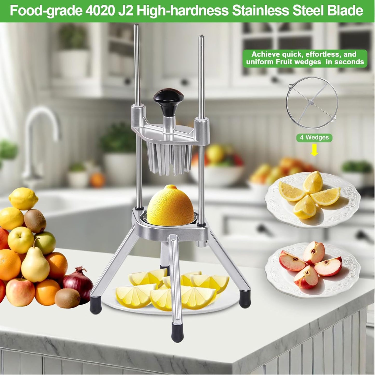 Commercial Vegetable Chopper & French Fry Cutter Stainless Steel,Vegetable Chopper Dicer Stainless Steel,1/4" Blades Sizes,Heavy Duty Cutter for Potatoes Onion Peppers Mushrooms