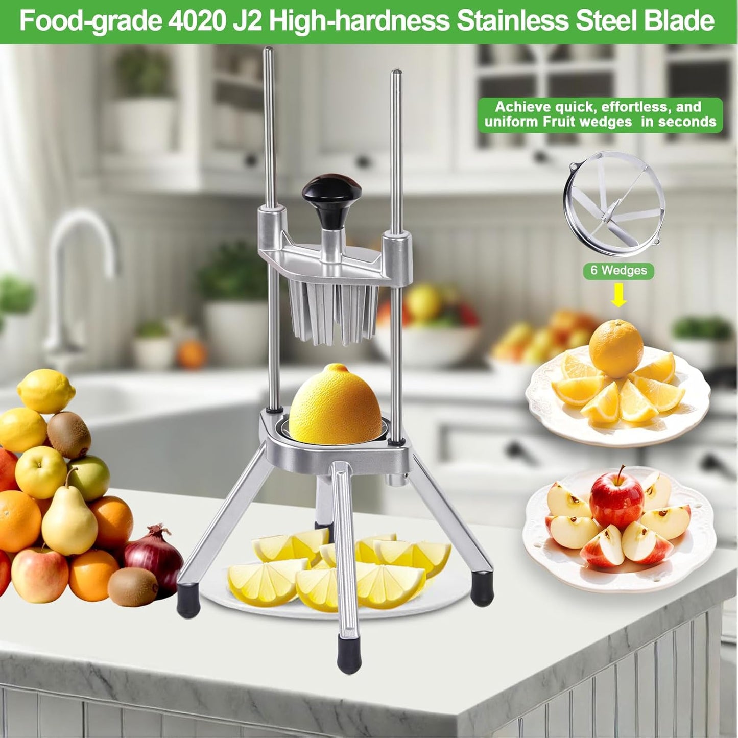 Commercial Vegetable Chopper & French Fry Cutter Stainless Steel,Vegetable Chopper Dicer Stainless Steel,1/4" Blades Sizes,Heavy Duty Cutter for Potatoes Onion Peppers Mushrooms