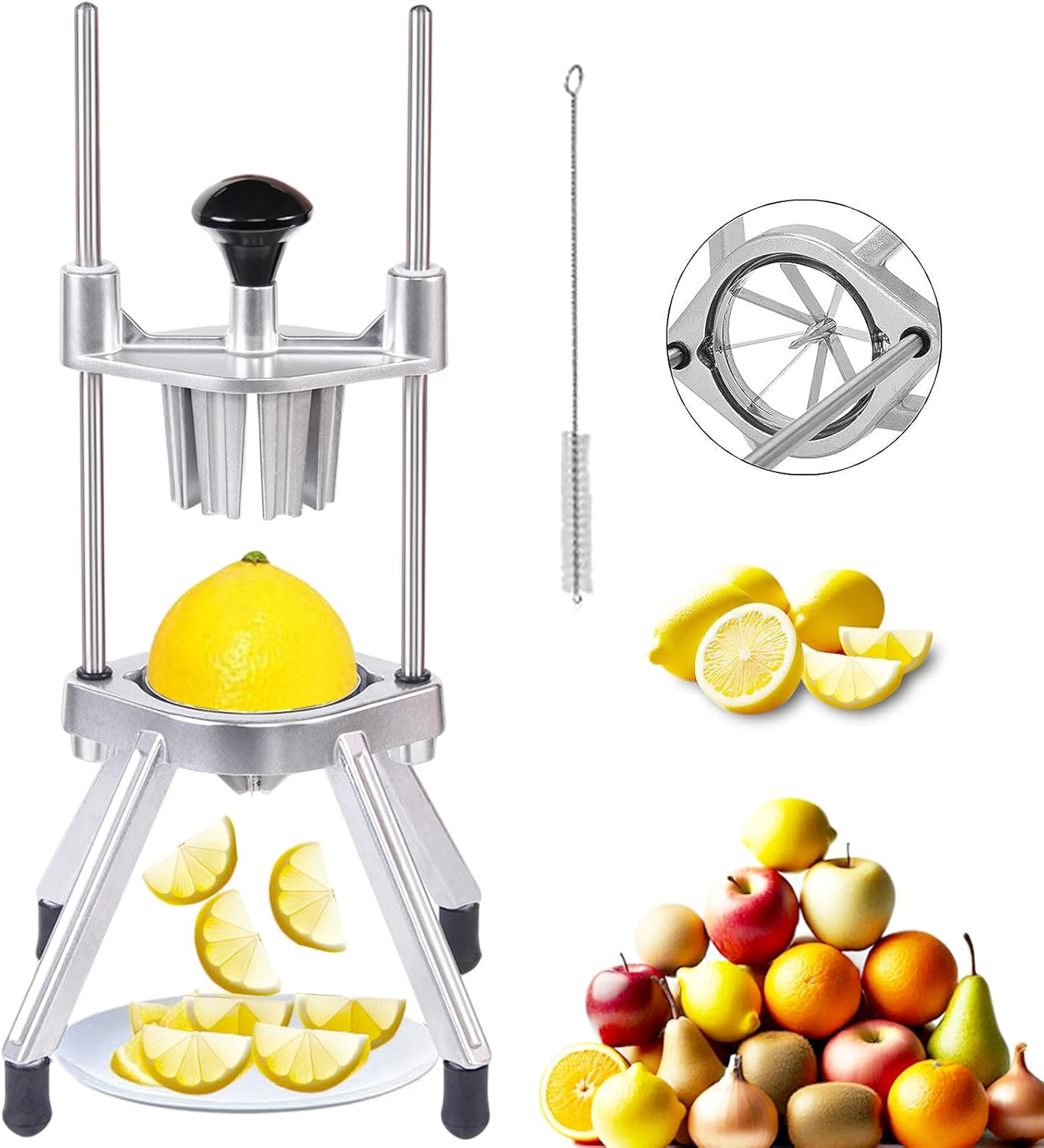 Commercial Vegetable Chopper & French Fry Cutter Stainless Steel,Vegetable Chopper Dicer Stainless Steel,1/4" Blades Sizes,Heavy Duty Cutter for Potatoes Onion Peppers Mushrooms