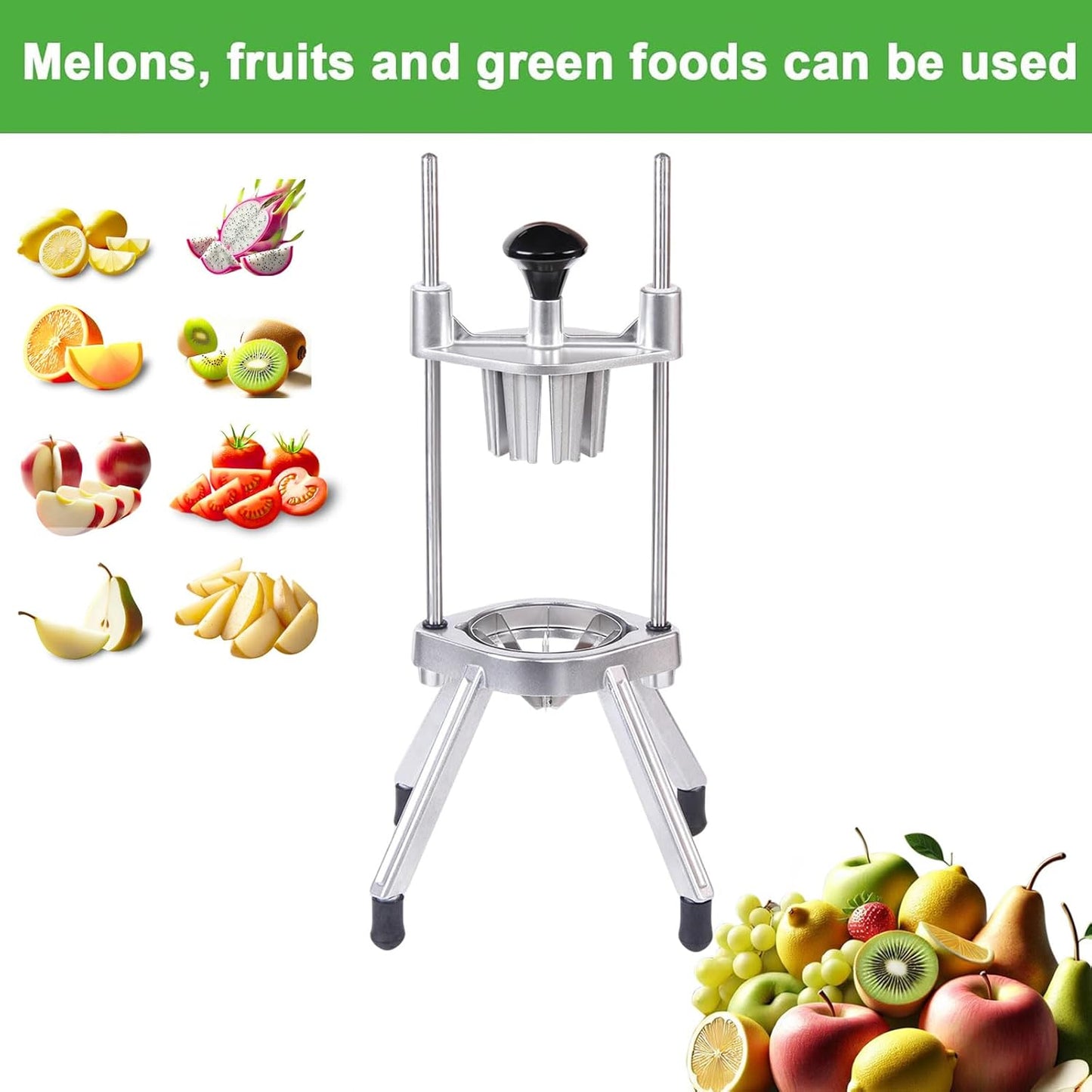 Commercial Vegetable Chopper & French Fry Cutter Stainless Steel,Vegetable Chopper Dicer Stainless Steel,1/4" Blades Sizes,Heavy Duty Cutter for Potatoes Onion Peppers Mushrooms