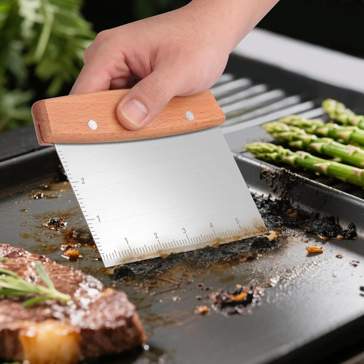 Blackstone Bench Scraper,Griddle Scraper for Blackstone, Heavy Duty Stainless Steel Grill Scraper,Dough Scraper Cutter for Bread and Pizza Cutter, Griddle Scraper Chopper