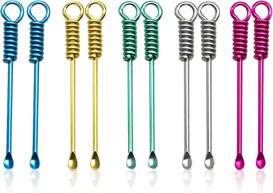 10Pcs Mini Spoons Keychain, Tiny Metal Shovel Charms for Spices & Powder, Multicolor Small Spoon Pendant for Jewelry Making, Crafts, DIY Accessories