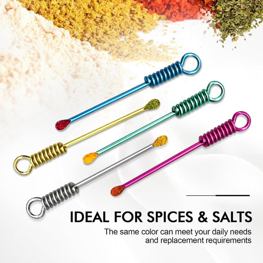 10Pcs Mini Spoons Keychain, Tiny Metal Shovel Charms for Spices & Powder, Multicolor Small Spoon Pendant for Jewelry Making, Crafts, DIY Accessories
