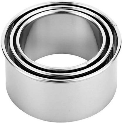 Cookie Cutters - Biscuit Cutters/Stainless Steel Dumpling Cutters/Cake Pastry Cutters/Cake Cookie Scone Cutters Molds stamps for Cooking Baking (3Pcs, Round Edge)