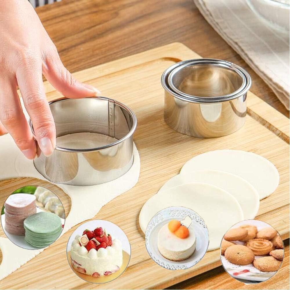 Cookie Cutters - Biscuit Cutters/Stainless Steel Dumpling Cutters/Cake Pastry Cutters/Cake Cookie Scone Cutters Molds stamps for Cooking Baking (3Pcs, Round Edge)